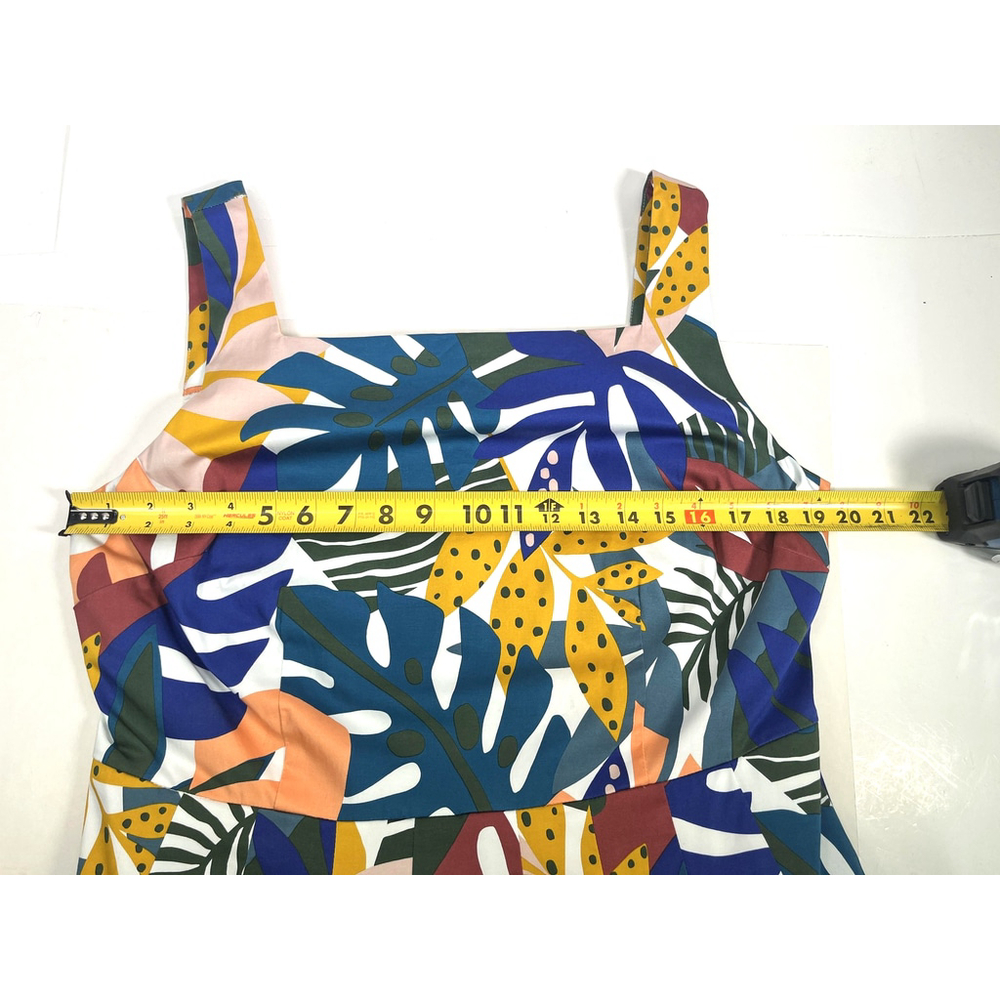 Boden Dress Womens 12 Multicolor Tropical Leaf Print Sleeveless Fit Flare Resort - Picture 12 of 16